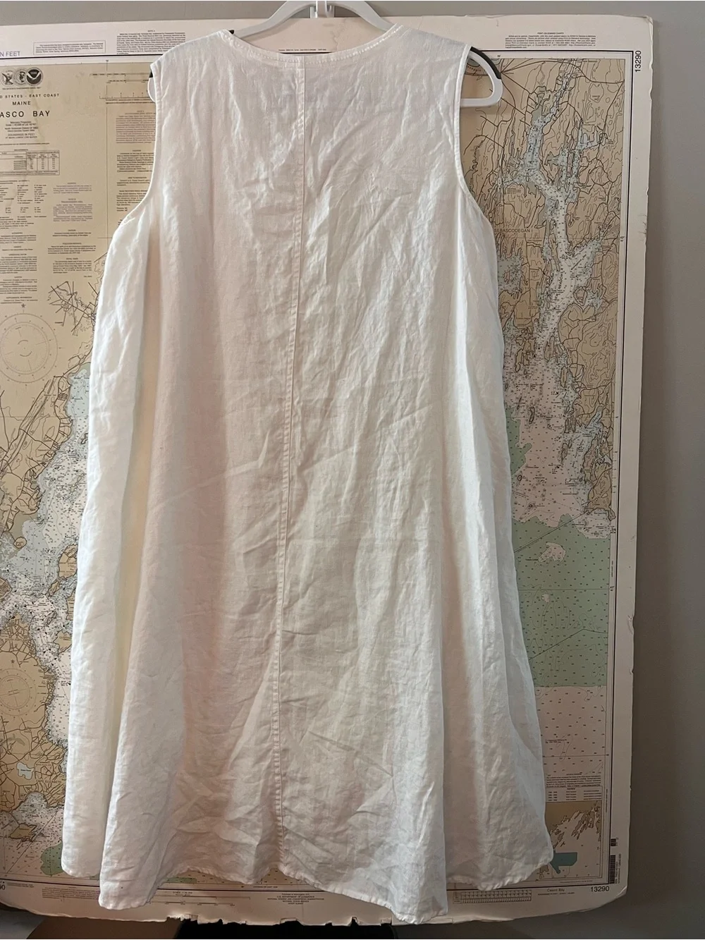 Pure Jill Elements White Linen Embroidered Sleeveless Dress XL Boho Cottagecore - Picture 8 of 12